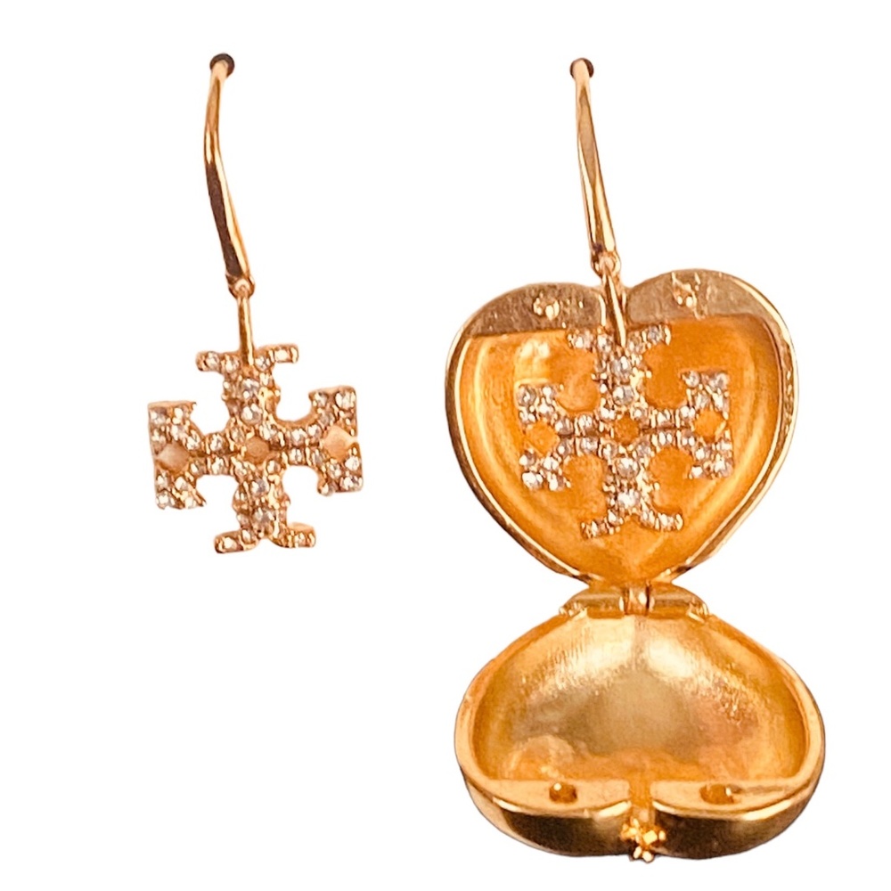 NEW Tory Burch Hidden Heart Locket Earring Set in GOLD or SILVER $225